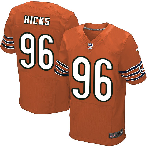 Men's Elite Akiem Hicks Nike Jersey Orange Alternate - #96 NFL Chicago Bears